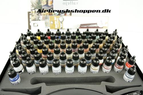 Vallejo starterkit med tank 72 farver + 2 paint racks (uden kuffert)